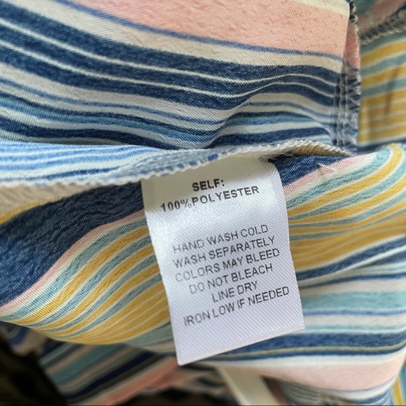 Shop 17 Wrap Tie Waist Dress Striped Ruffled Colorful Mini Summer Dress Size L - Picture 9 of 11